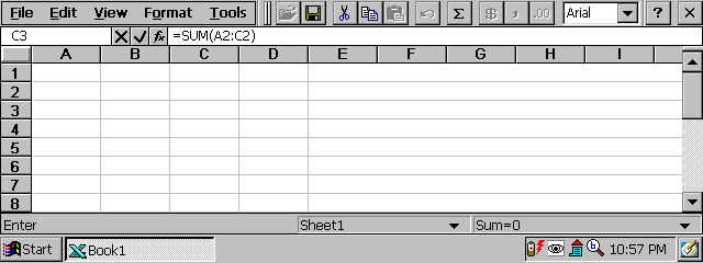 Pocket Excel interface