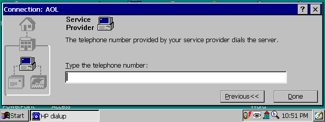 Windows CE dial-up wizard