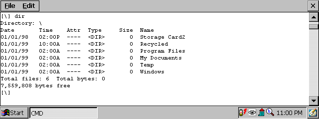 Windows CE command line interface