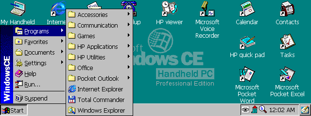 Windows CE 2.11 interface