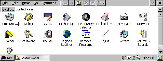 Windows CE 2.11 configuration screen