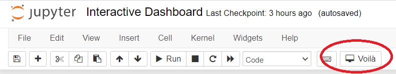 Voila button in Jupyter Notebook