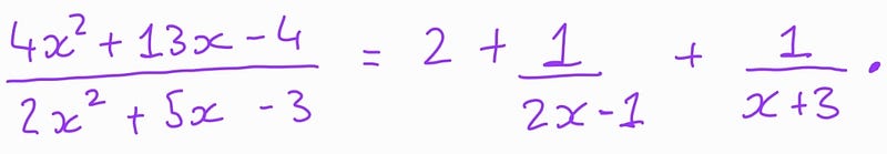 Result of partial fractions