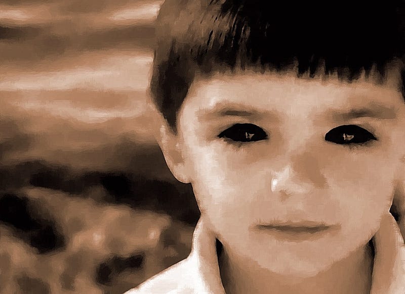 Artistic representation of a black-eyed child