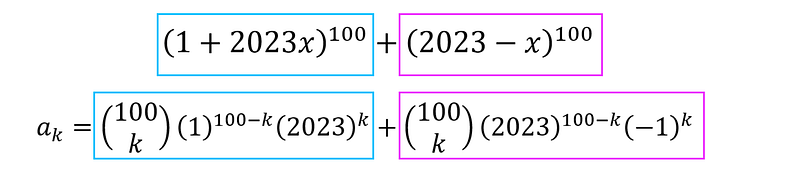 Step-by-step application of the binomial theorem