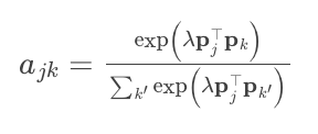 Attention weight computation for neighboring items