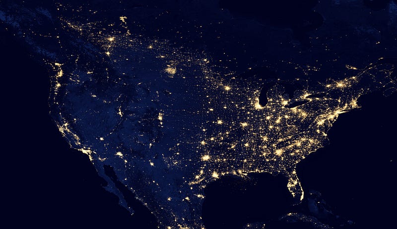 NASA's view of the United States at night