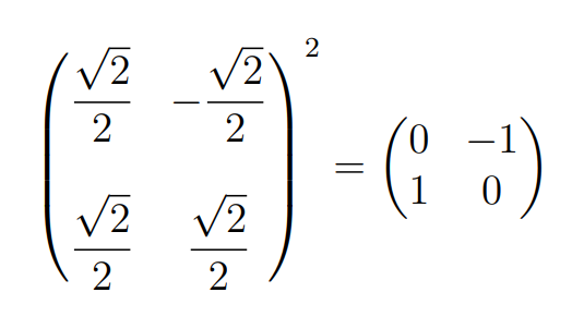 Matrix representation of a 45° rotation