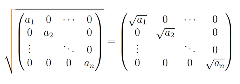 Square root representation of a diagonal matrix