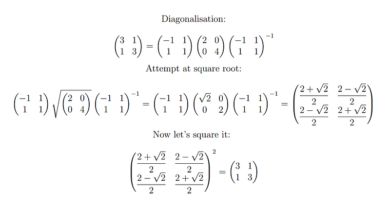 Finding the square root of a diagonal matrix