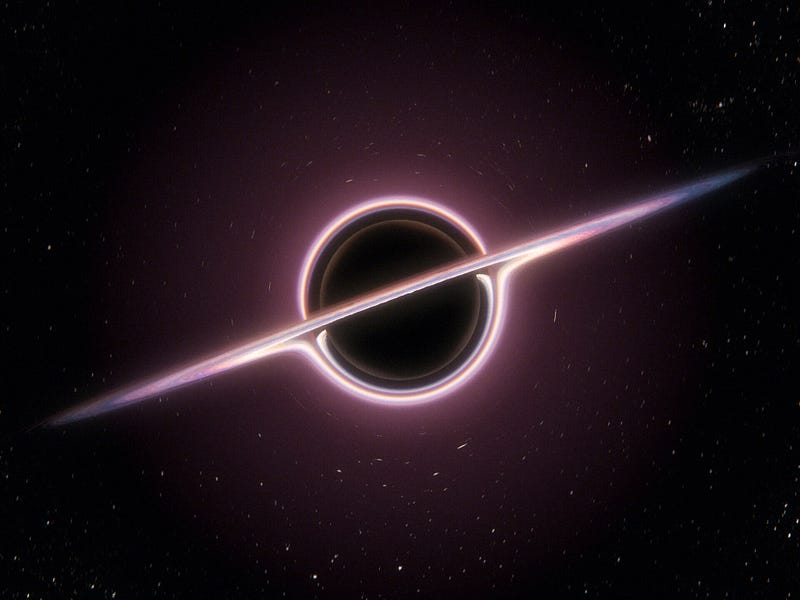 Visual representation of a black hole and its effects.