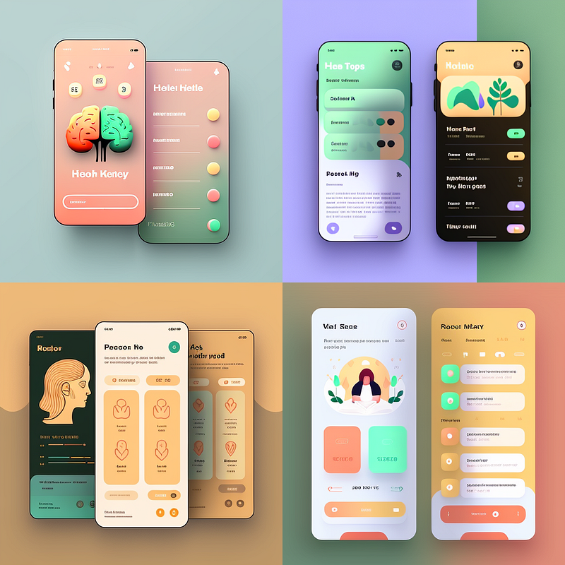 Therapy-themed UI design from Midjourney