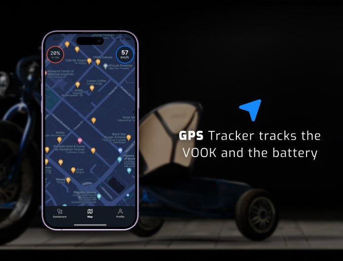 GPS tracking feature on the Vook E-Trike