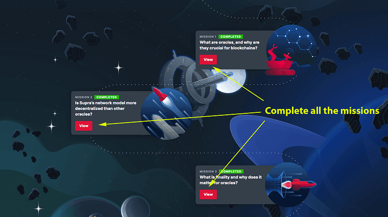 Mission details for earning $SUPRA