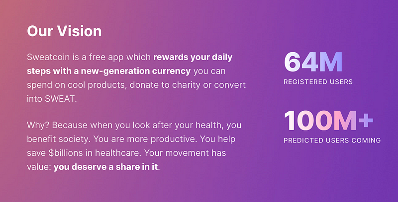 Screenshot of the Sweatcoin app interface