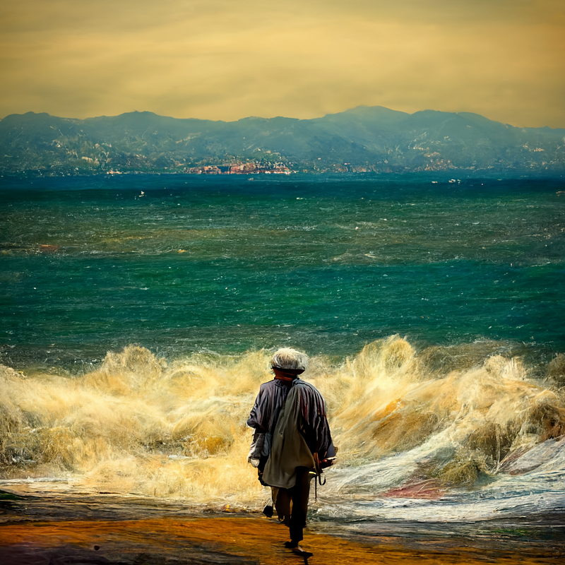 A colorful depiction of a poet in the Italian Riviera.