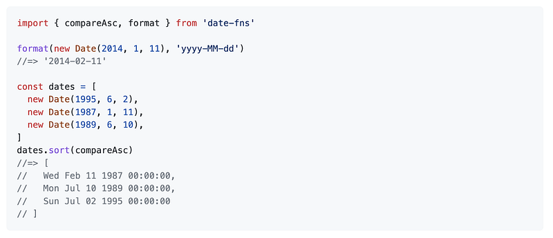 date-fns library for date manipulation