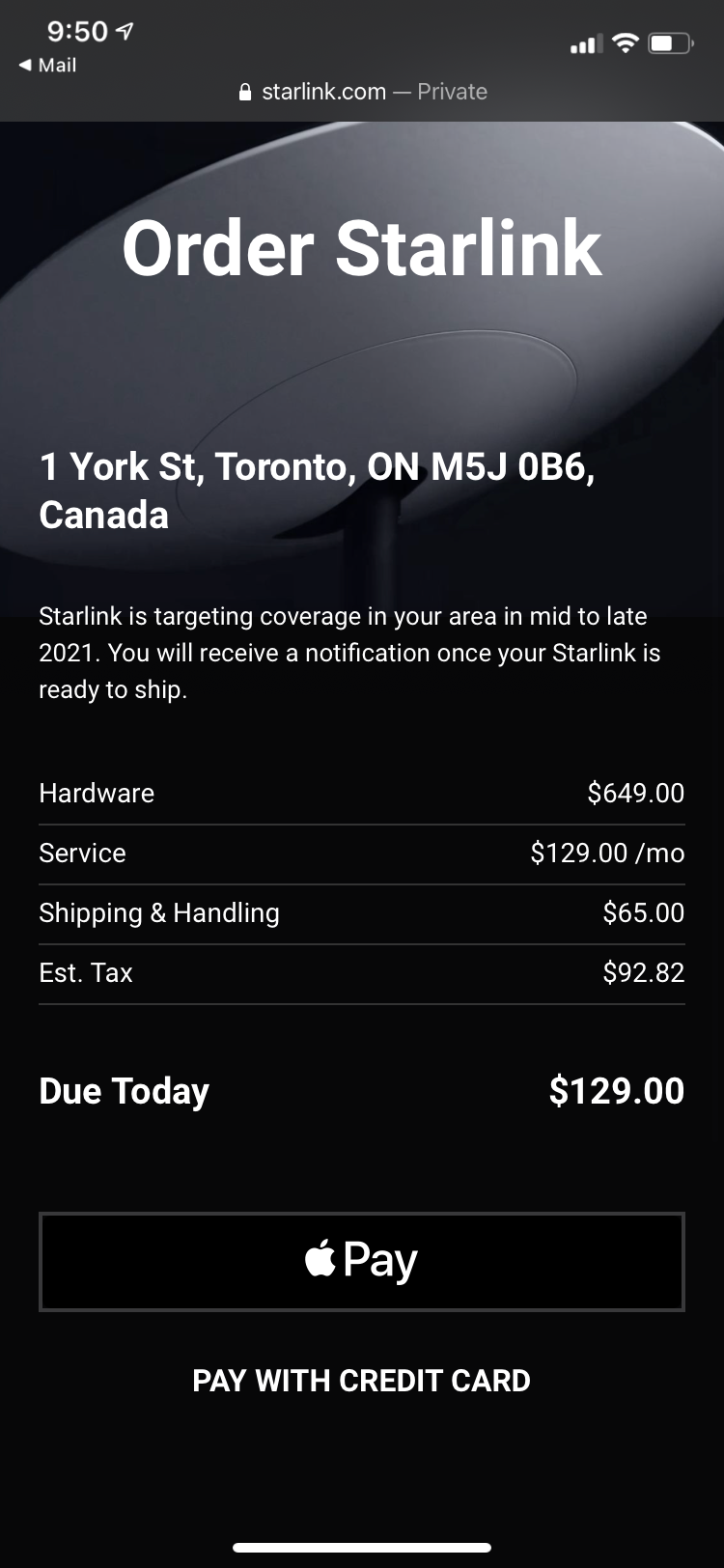 Starlink pricing details