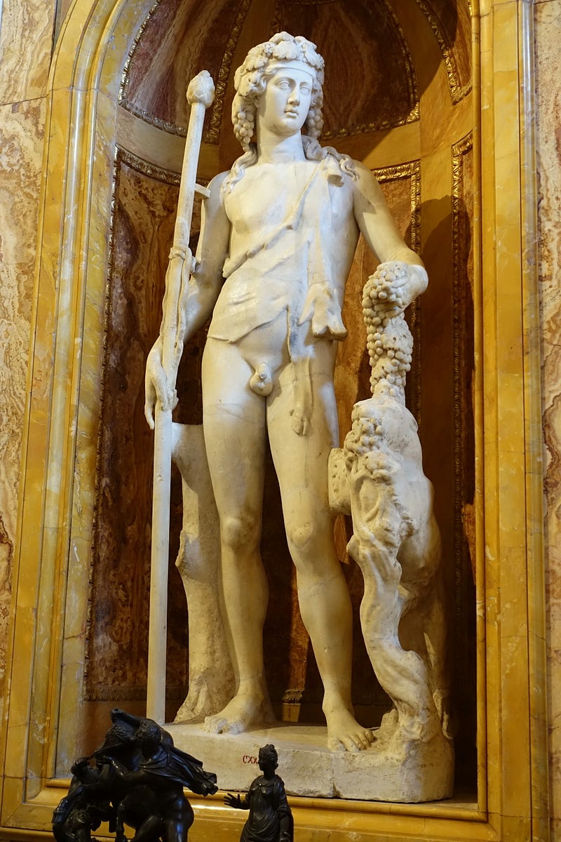 Statue of Dionysus with pinecone staff