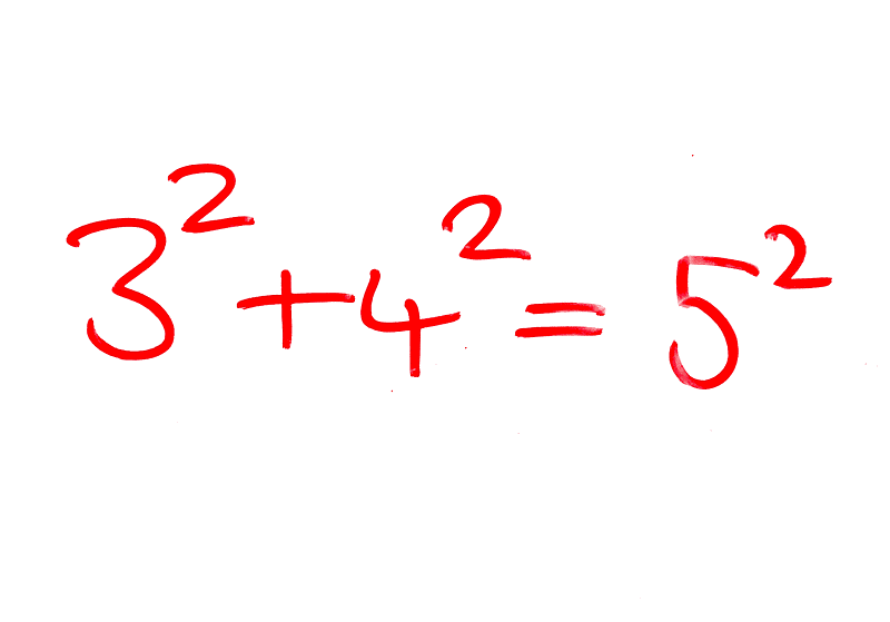 Pythagorean Triple example on a whiteboard